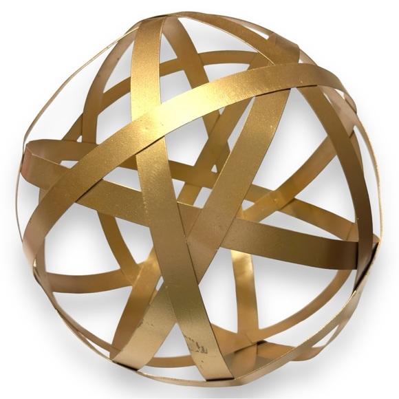 11.5” Modern Gold Brass Metal Orb Sphere Ball - Picture 11 of 11
